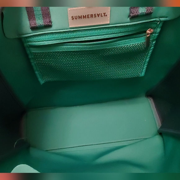 Neoprene Tote Bag. Green/Blue - Picture 2 of 2